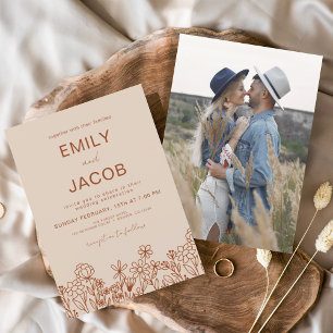 Budget Wildflower Boho Photo Terracotta Wedding Flyer