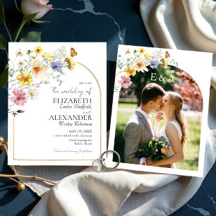 Budget Wildflower   Boho Photo Wedding Invitation