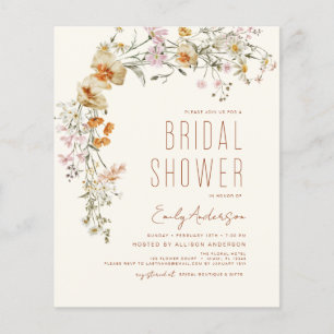 Budget Wildflower Bridal Shower Boho Flyer