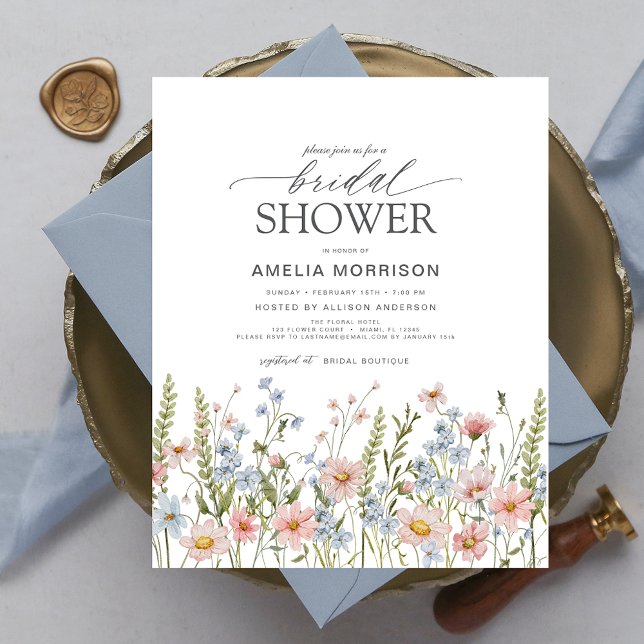 Budget Wildflower Cute Bridal Shower Invitation (Creator Uploaded)