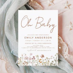 Budget Wildflower Oh Baby Shower Floral Invitation