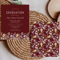 Budget Wildflower Pattern Burgundy Grad Party