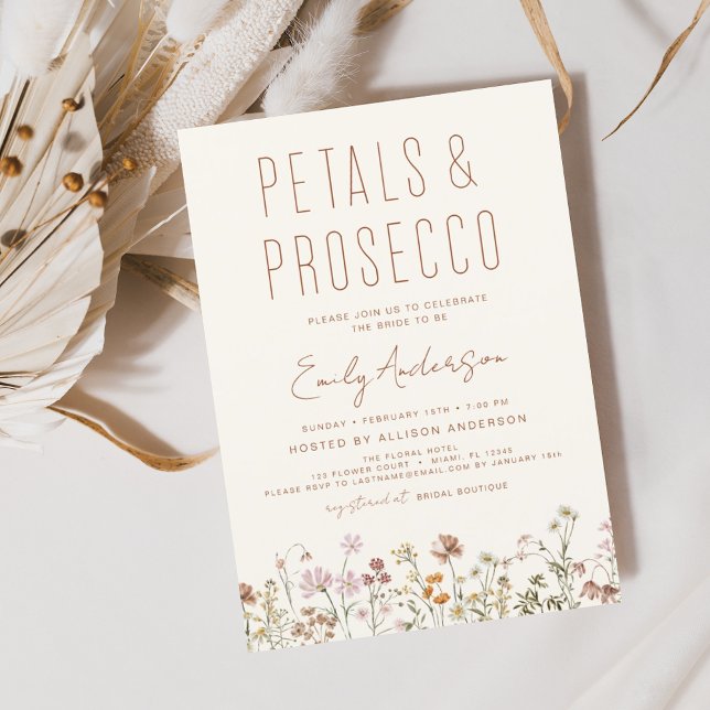 Budget Wildflower Petals & Prosecco Bridal Shower Flyer (Creator Uploaded)