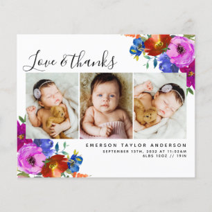 Budget Wildflower Photo Baby Thank You Card