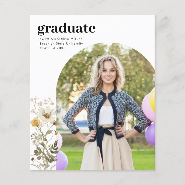 Budget Wildflower Photo Graduation Announcement (Front)