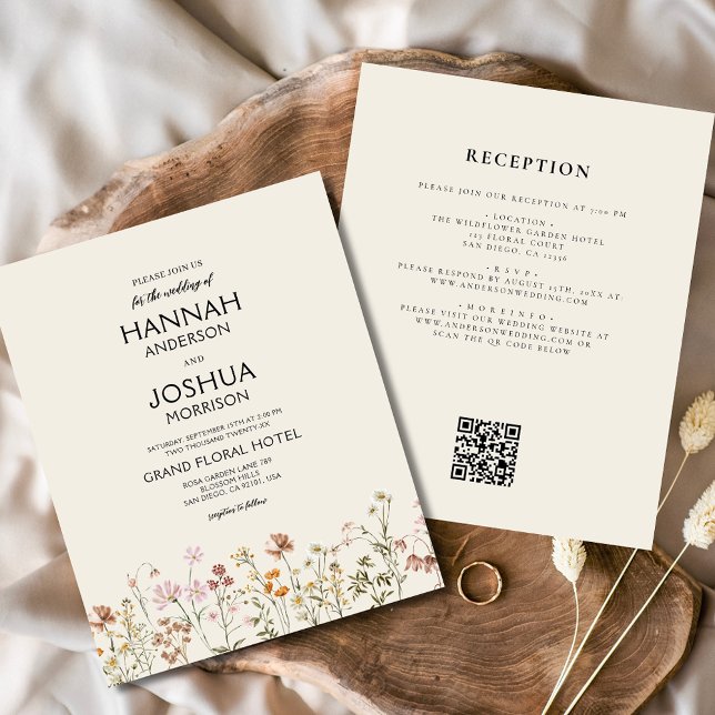 Budget Wildflower QR Code Wedding Invitation (Creator Uploaded)