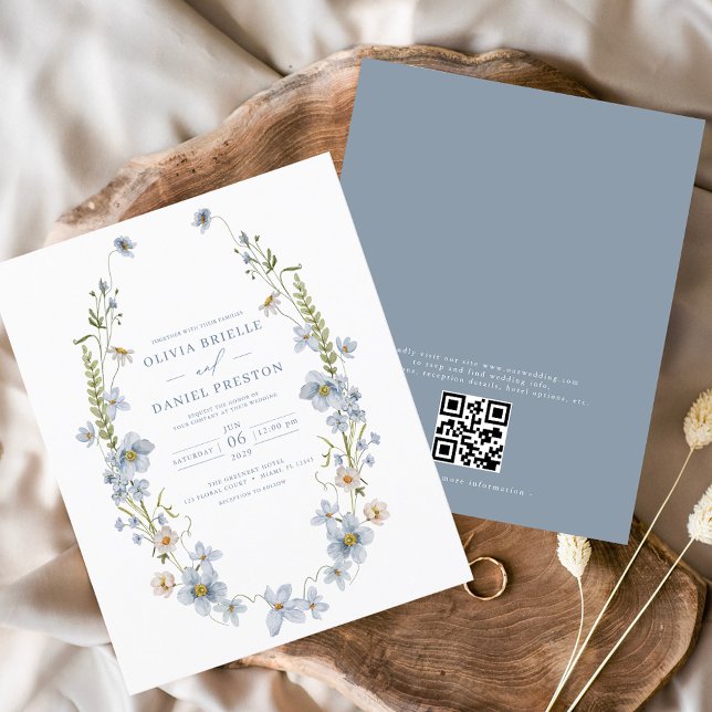 Budget Wildflower QR Code Wedding Invitation Flyer (Creator Uploaded)