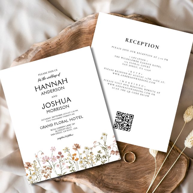 Budget Wildflower Rustic Boho Wedding Invitation (Creator Uploaded)