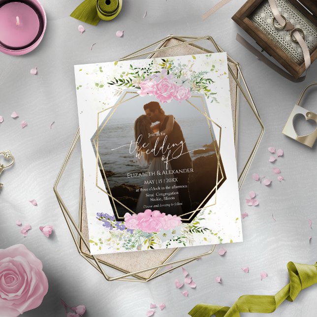 Budget Wildflower Spring Photo Wedding Invitation (Creator Uploaded)