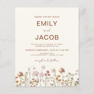 Budget Wildflower Terracotta Botanical Wedding Flyer