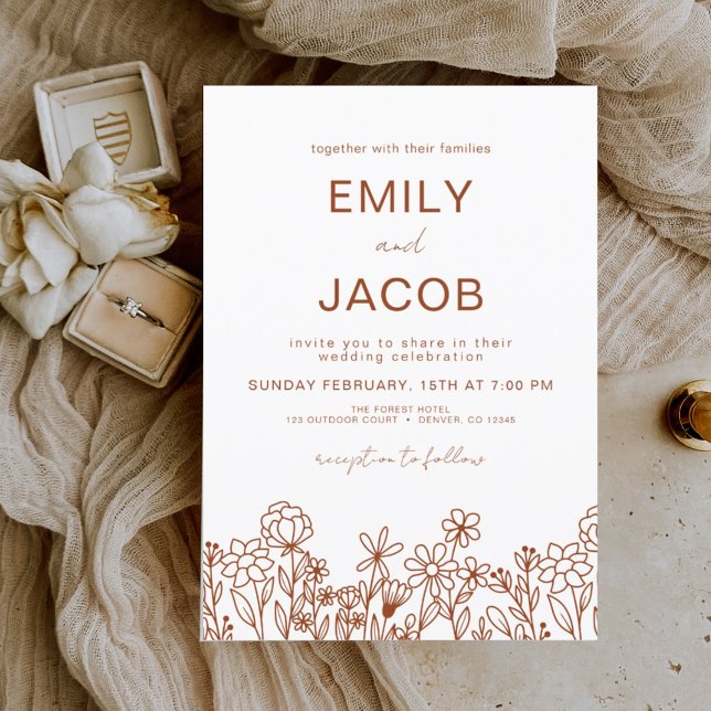 Budget Wildflower Terracotta Botanical Wedding Flyer (Creator Uploaded)
