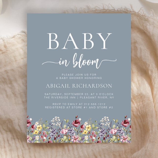 Budget Wildflowers Dusty Blue Baby Shower (Creator Uploaded)