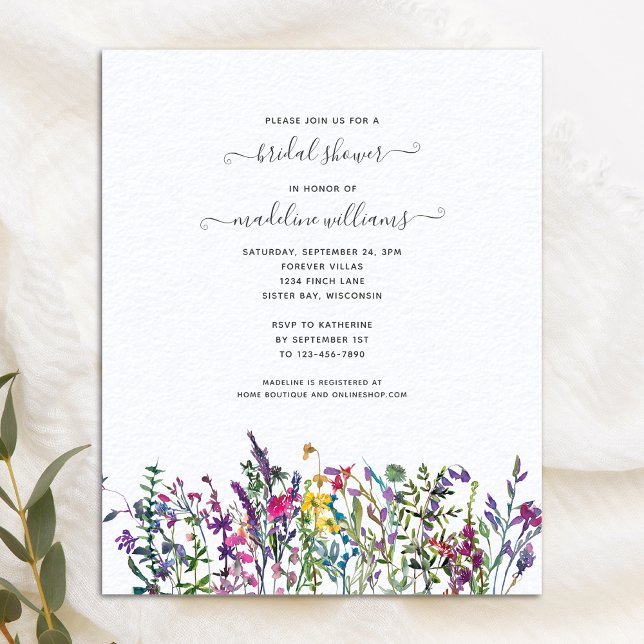 BUDGET Wildflowers Floral Bridal Shower Invitation (Creator Uploaded)