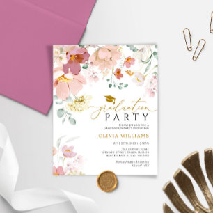 Budget Wildflowers Graduation Party Invitation