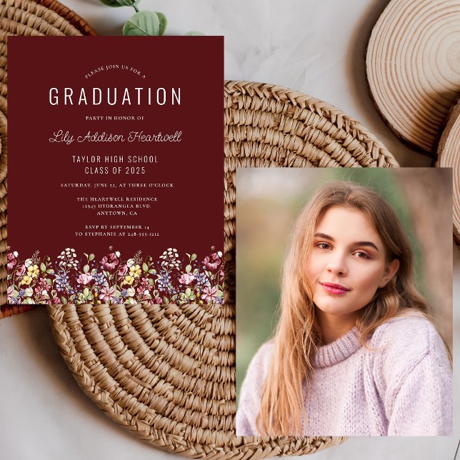 Budget Wildflowers Photo Burgundy Grad Party (Creator Uploaded)