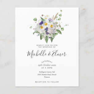Budget Wildflowers Posy Wedding Invitation