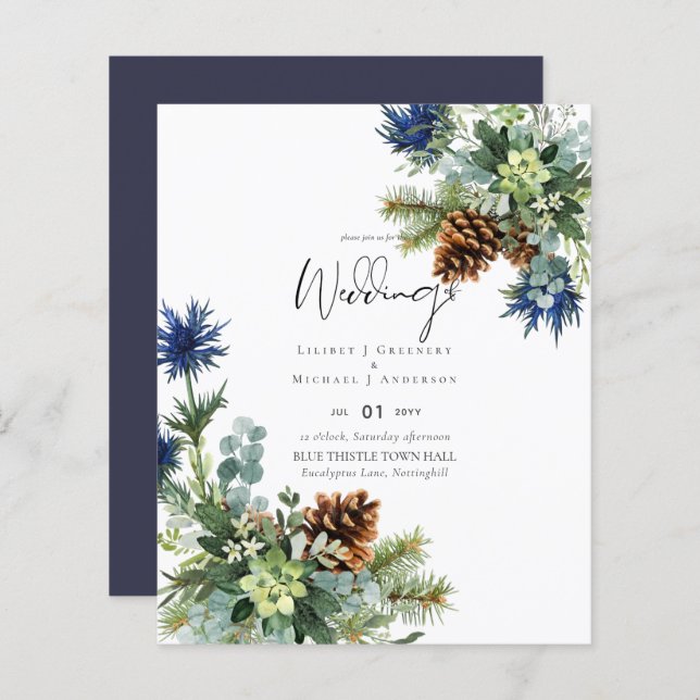 BUDGET  Winter Blue Thistle Wedding (Front/Back)