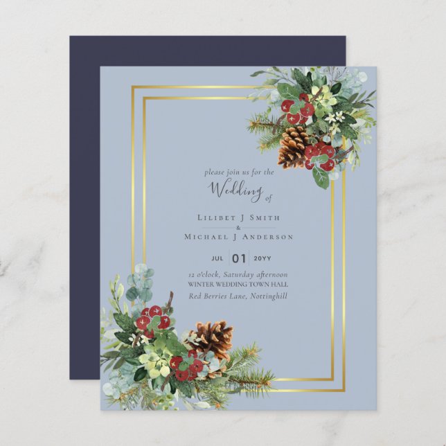 BUDGET  Winter Blue Thistle Wedding (Front/Back)