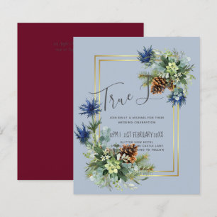 BUDGET  Winter Blue Thistle Wedding Invites