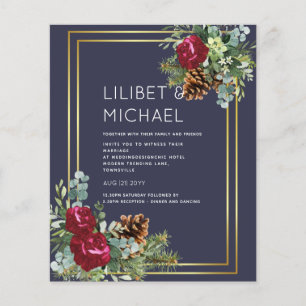 BUDGET Winter Blue Thistle Wedding Invites Flyer