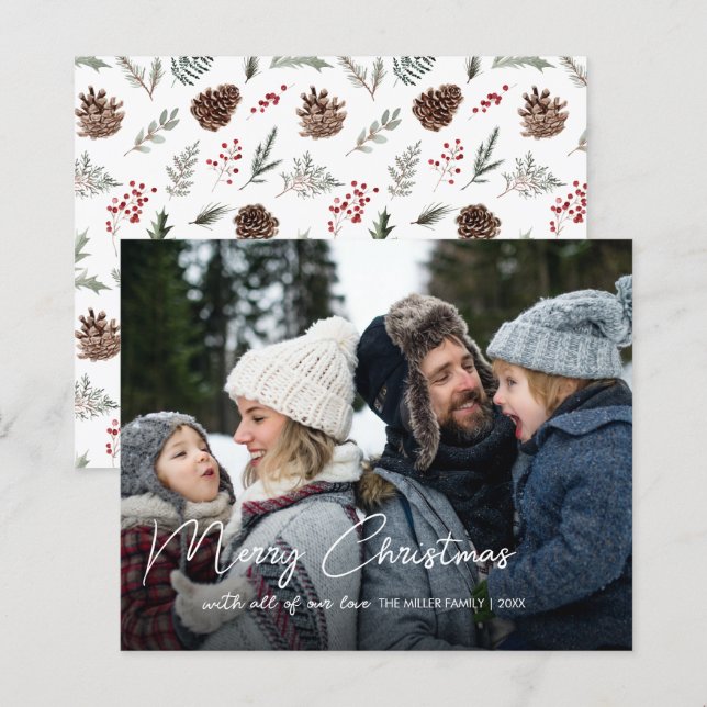 Budget Winter Botanicals Christmas Photo (Front/Back)