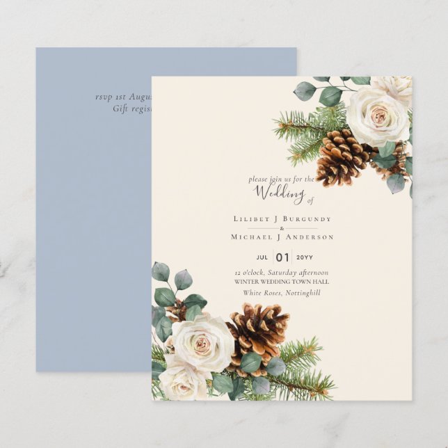 BUDGET Winter Eucalyptus Pine Cones Wedding (Front/Back)