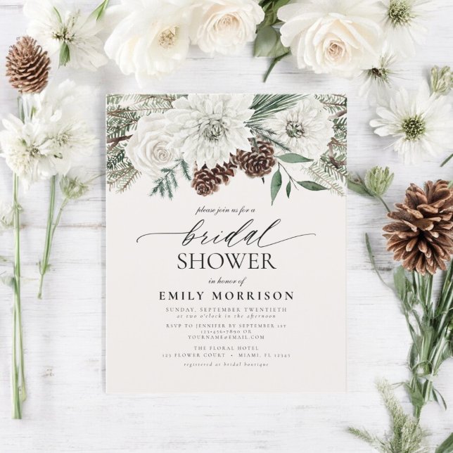Budget Winter Evergreen Bridal shower Invitation (Creator Uploaded)