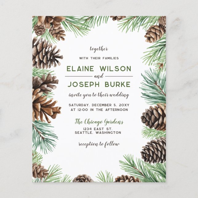 Budget Winter Foliage Pine cone Wedding (Front)
