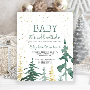 Budget Winter Forest Baby Shower Invite