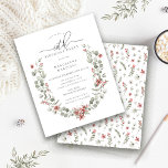 Budget Winter Greenery Red Floral 60th Birthday<br><div class="desc">Modern sage green watercolor Boho botanical frame is accented with small poinsettia flowers.</div>