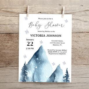 Budget Winter Mountain Baby Shower Invitation