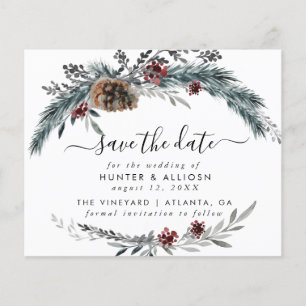 Budget Winter Pine Save the Date