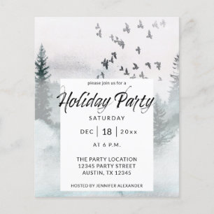 Budget Winter Tree Rustic Holiday Party Flyer