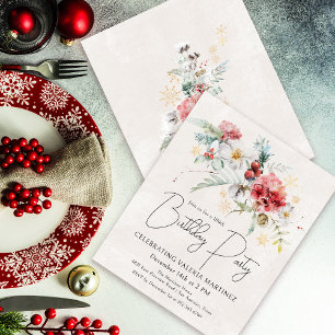Budget Winter Watercolor Flowers 100th Birthday