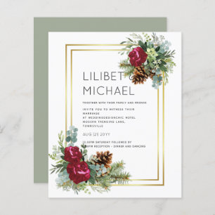 BUDGET  Winter Wedding Burgundy Roses Eucalyptus