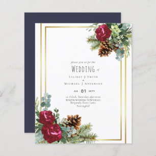BUDGET Winter Wedding Burgundy Roses Eucalyptus