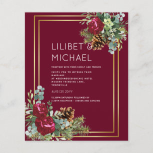 BUDGET  Winter Wedding Burgundy Roses Eucalyptus Flyer