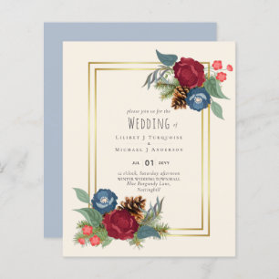 BUDGET Winter Wedding Burgundy Teal Blue Modern