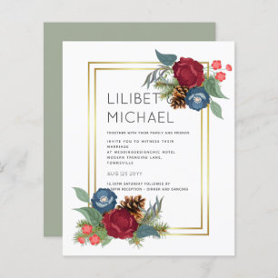 BUDGET  Winter Wedding Burgundy Teal Blue Modern