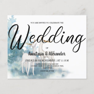 Budget Winter wedding invitation. Flyer