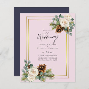 BUDGET  Winter Wedding White Roses Gold Dusty Blue