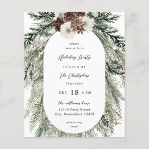 Budget Winter White Floral & Pine Tree Christmas Flyer