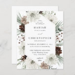 Budget Winter White Floral & Pine Wedding<br><div class="desc">** SATIN PAPER IS PAPER THIN. UPGRADE THE PAPER FOR A THICKER PAPER. HAS AN OPTION FOR ENVELOPES. *** Save money on invitations with this smaller invitation that has an option for envelopes. Get your guests ready for the amazing wedding with your Winter White Floral & Pine Wedding invitations. Want...</div>