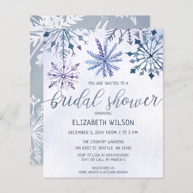 Budget Winter Wonderland Bridal Shower Invitation (Front/Back)