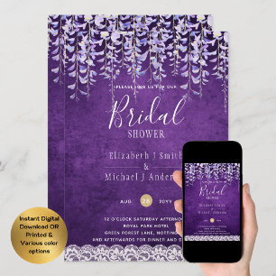 BUDGET Wisteria Floral Lace BRIDAL SHOWER INVITE