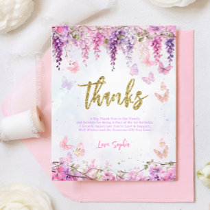 BUDGET Wisteria Gold Butterfly Birthday Thank You