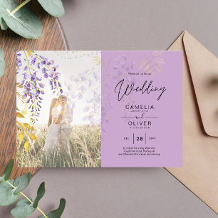 Budget Wisteria PHOTO Wedding Invitation Postcards