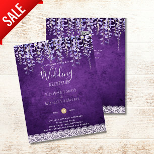 BUDGET Wisteria Purple Floral Lace Wedding INVITE