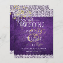 BUDGET Wisteria Purple Floral Lace Wedding INVITE