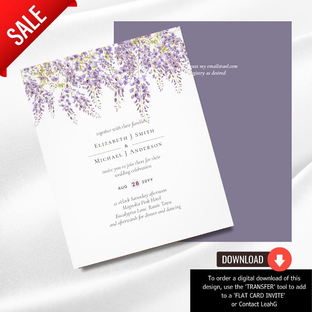 BUDGET Wisteria Purple Floral Wedding Invites Flyer (Creator Uploaded)